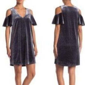 NWT! SugarLips Velvet Dress Charcoal Grey Off Shoulder Women's Medium NEW